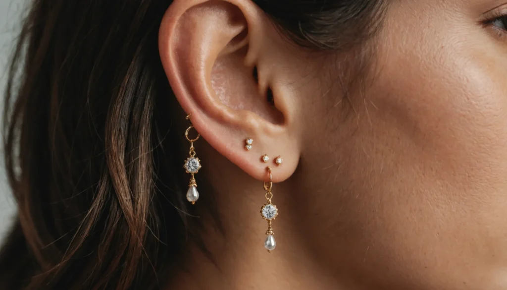 boucle d'oreille trois trous